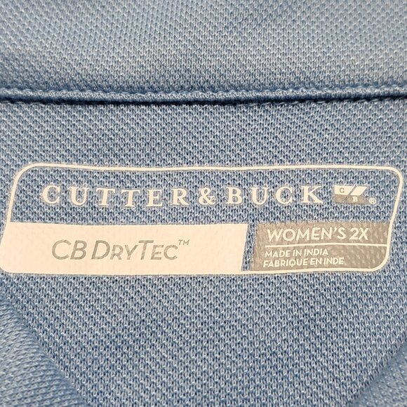 Cutter & Buck CB DryTec Womens Polo Shirt 2X Short Sleeve Moisture Wicking Blue - Picture 4 of 13